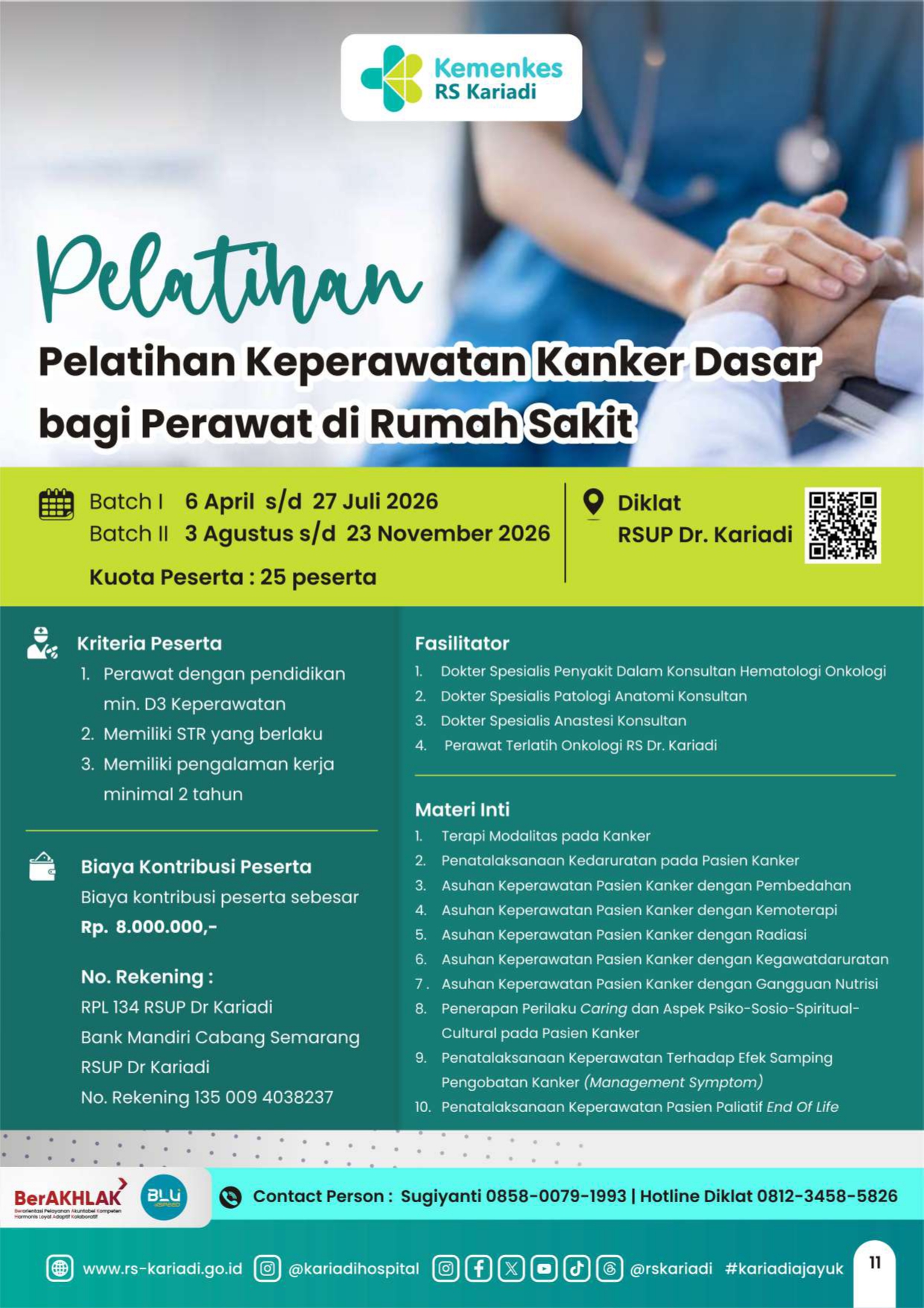 Pelatihan Keperawatan Kanker Dasar bagi Perawat di RS