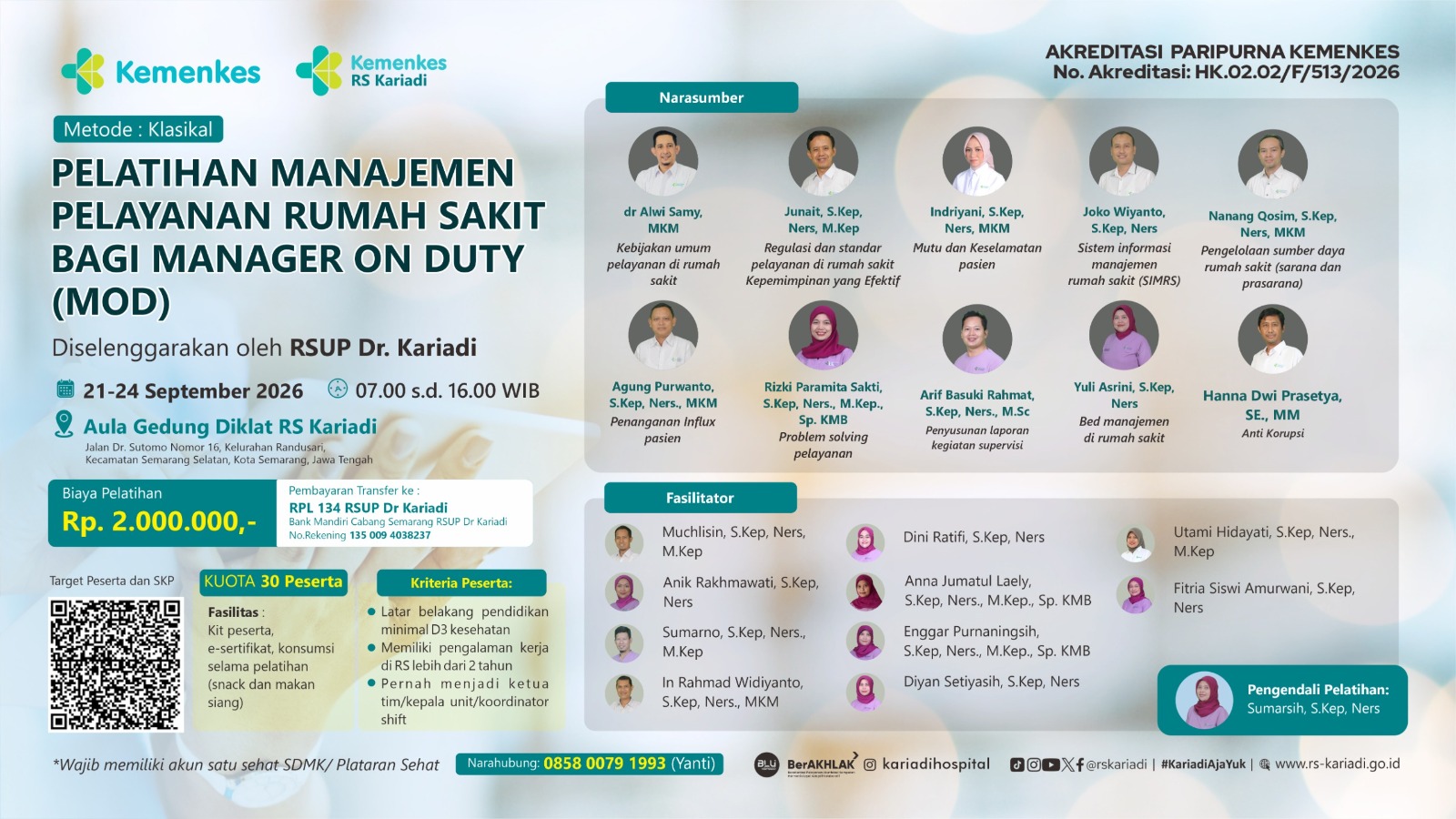 Pelatihan Manajemen Pelayanan Rumah Sakit Bagi Manager On Duty