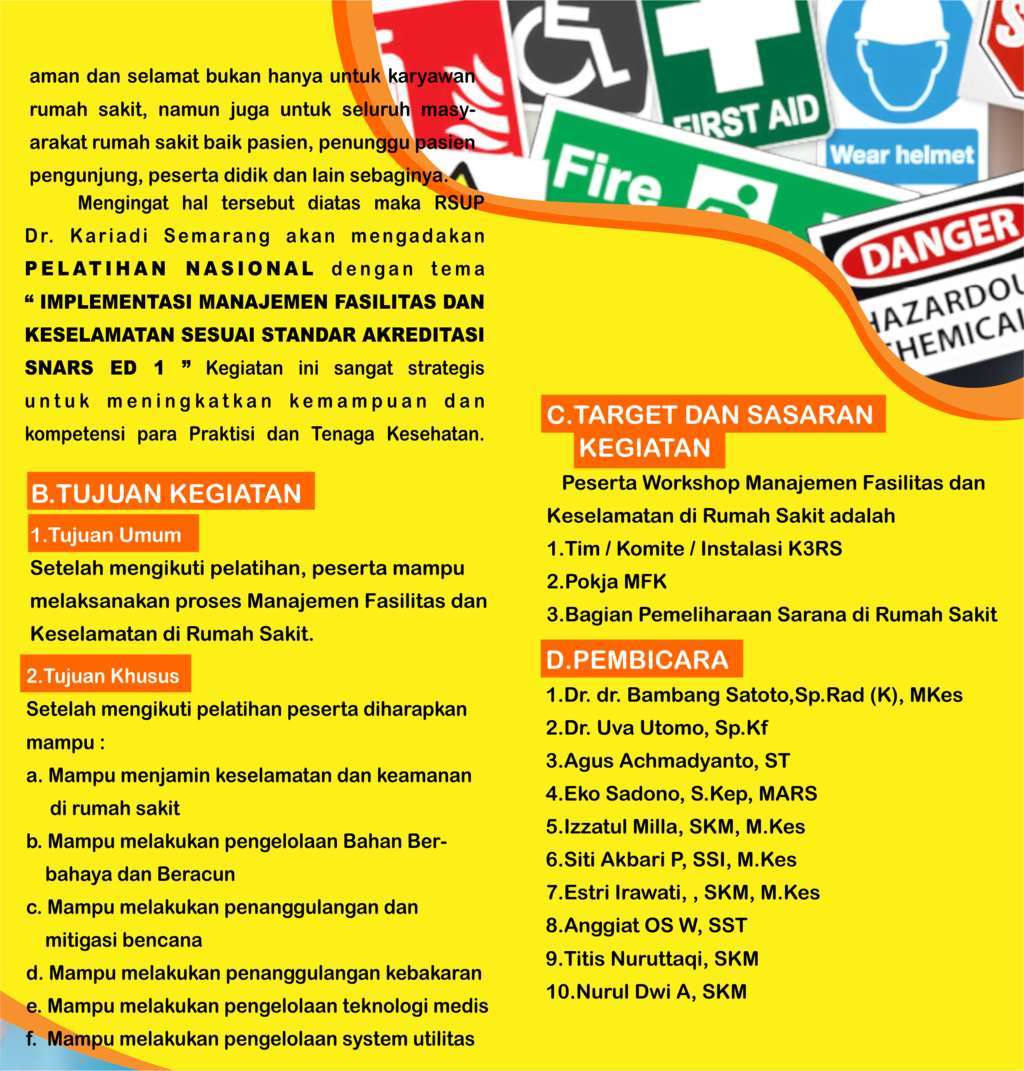 Pelatihan Manajemen Fasilitas dan Keselamatan RS
