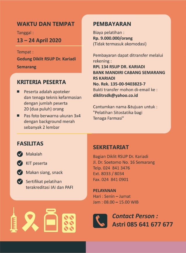 Pelatihan Pengelolaan Sitostatika Dan Sediaan Intravena