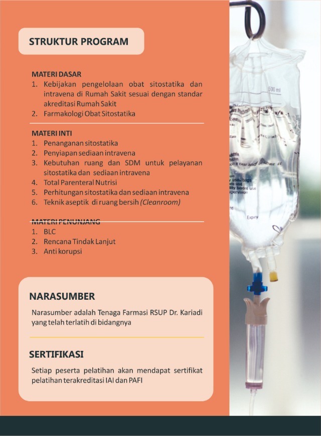 Pelatihan Pengelolaan Sitostatika Dan Sediaan Intravena